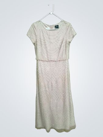 Adrianna Papell Beaded Kurzarm-Midikleid