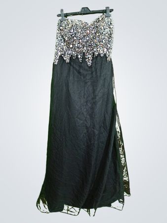 Schwarzes Perlenstrapless-Kleid