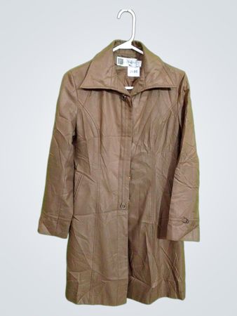 NEU NACHREN Brown Faux Leather Trench Coat