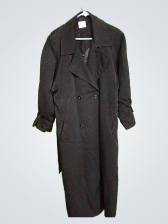 Utex Black Double-Breasted Trench Coat