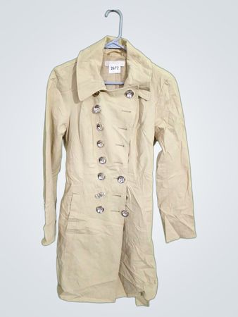 New York & Company Beige Double-Breasted Trench Coat