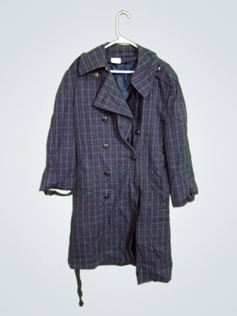 Plaid Double-Breasted Trench Coat