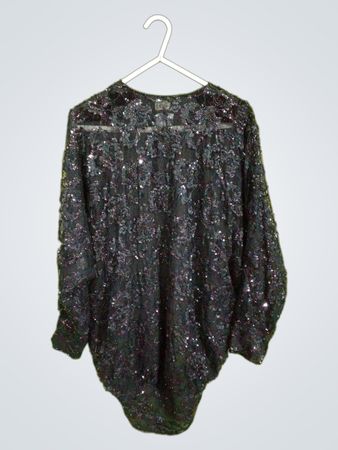Judith Ann Creations Schwarze Paillettenbluse
