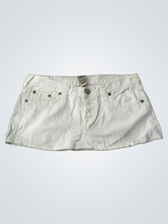 True Religion White Denim Mini Skirt