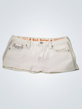 Rock Revival White Denim Skirt with Embellished Pockets
