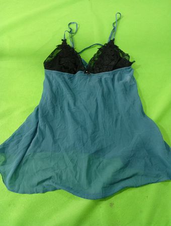 Linea Donatella Women's Teal Lace Trim Chemise Nightgown Size L