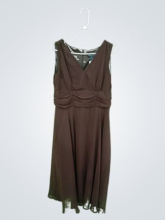Connected Apparel Women's Brown Sleeveless Ruched Waist Dress Size 16