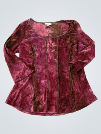 ROZ & ALI Women's Pink Floral Print Long Sleeve Top
