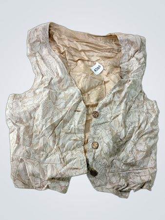 Beige Vest with Floral Pattern and Number Tag
