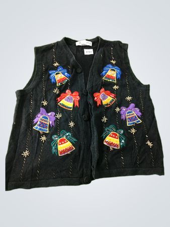 Victoria Harbour Women's Black Christmas Bell Vest