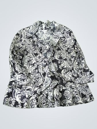 christopher & banks Women's Black & White Floral Print Blouse