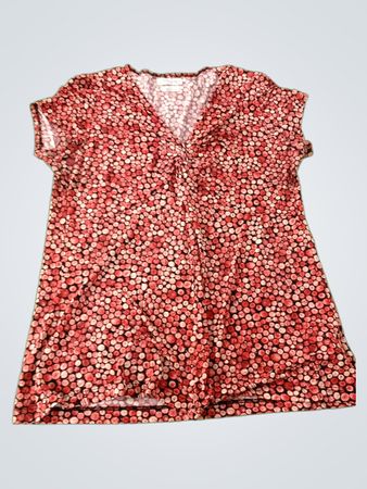 Van Heusen Women's Red Printed Short Sleeve Top