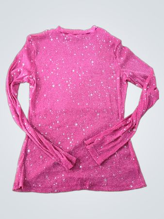 Pink long-sleeved shirt with silver stars