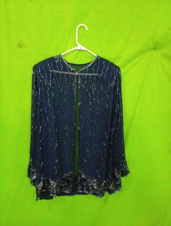 Navy Beaded Sheer Jacket