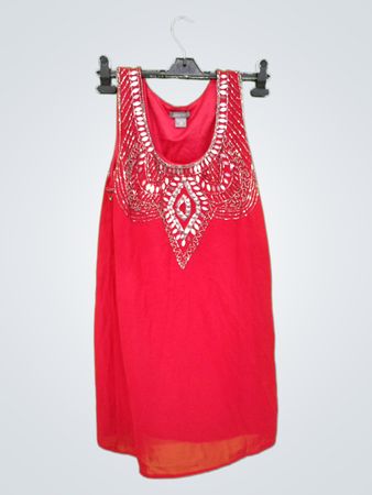 ANGIE Rotes Perlenverziertes Ärmelloses Tanktop
