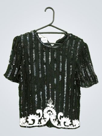 Stenay Black Beaded Sequin Top