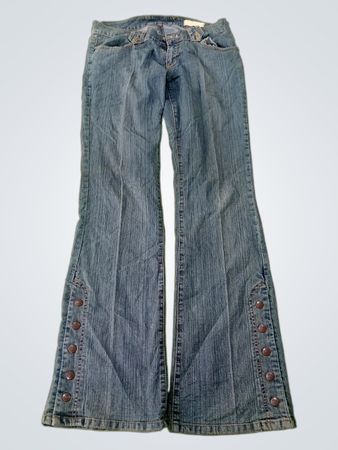 Blue Flare Jeans with Button Detail