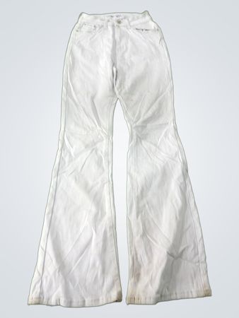 White Flare Jeans with Love You Embroidery