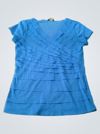 DENVERHAYES Blue Tiered Short-Sleeve Top