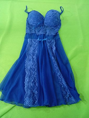 Blue lace babydoll negligee