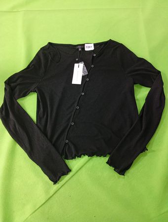 Dynamite Black Long Sleeve Sheer Top