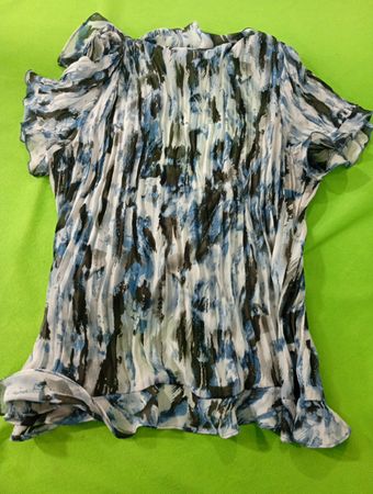 ALLISON TAYLOR Abstract Print Ruffle Blouse