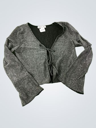 Madden Girl Women's Sparkle Tie Front Long Sleeve Cardigan