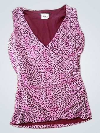 INC International Concepts Leopard Print Ruched V-Neck Sleeveless Top