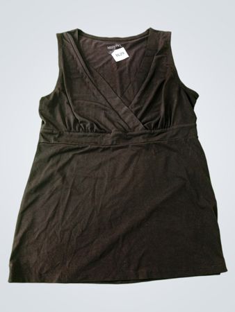 Merona Women's Brown Sleeveless V-Neck Gathered Waist Top