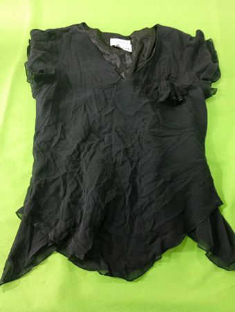 Chadwick's Black Sheer Ruffle Sleeve Top