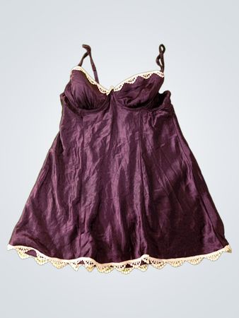 GLIGANO Women's Purple Babydoll with Lace Trim