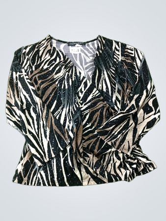 aDRESSing WOMAN Zebra Print Long Sleeve Wrap Top