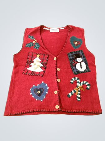 JANTZEN CLASSICS Gilet de Noël rouge avec appliqués