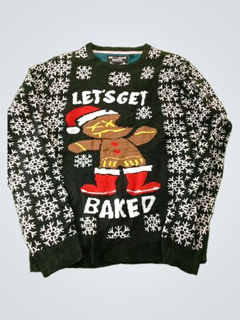 Brooklyn Santa Let's Get Baked Gingerbread Man Christmas Sweater