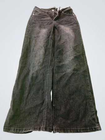 TELEPATÍA Wide Leg Jeans with Embroidered Cross Design