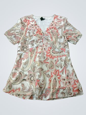 Ost 5th Damen Paisley Druck Kurzarm V-Ausschnitt Bluse