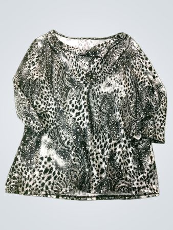 Chemise à manches longues à motifs noir et blanc