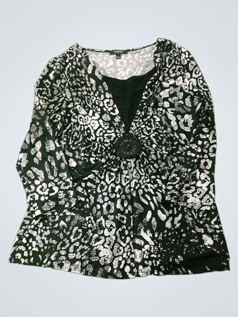 Blouse à manches longues noire et blanche à motif animal ELEMENTZ pour femmes