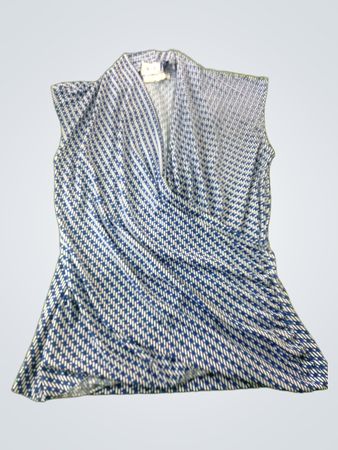 CHAUS New York Blue & White Patterned Sleeveless Top