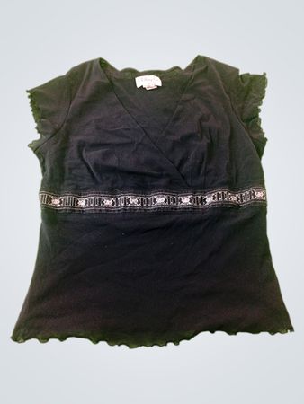 Black embellished wrap top