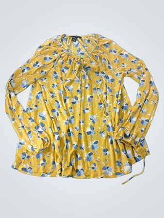 Blouse à col noué à imprimé floral jaune