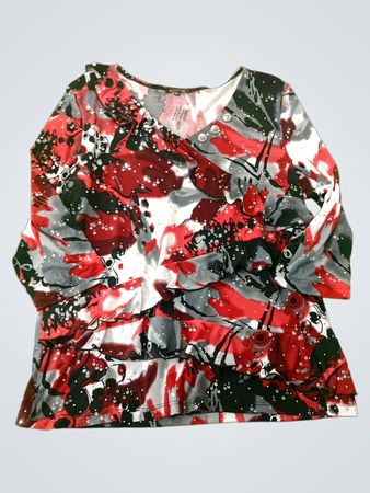 Blouse abstraite rouge et noire pour femmes EMOTIONS avec sequins