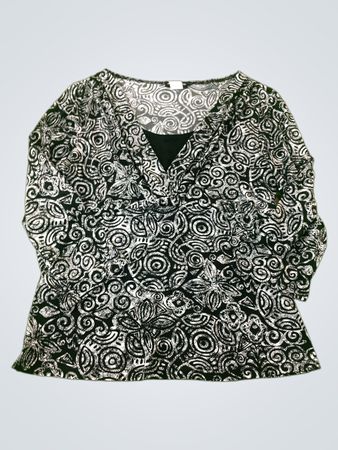 PERCEPTION CONCEPT Damen Schwarz-Weiß Wirbelmuster Langarmoberteil Mittel