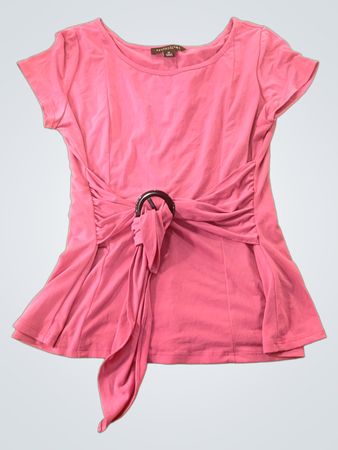 PERCEPTIONS NEW YORK Pink Ruched Belted Top Size 12