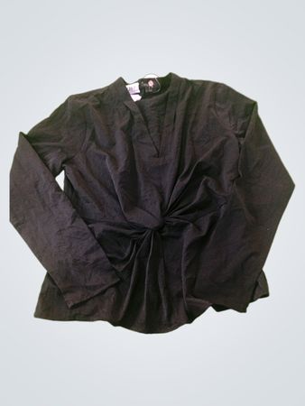 Ann Taylor Factory Schwarzes Twist-Front Langarmshirt