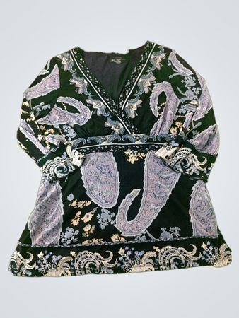 INC International Concepts Petite Paisley Print V-Neck Blouse
