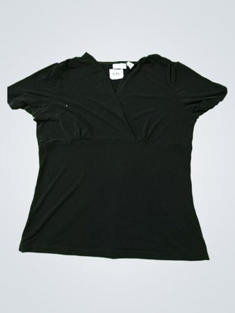COVINGTON Black Wrap V-Neck Short Sleeve Top