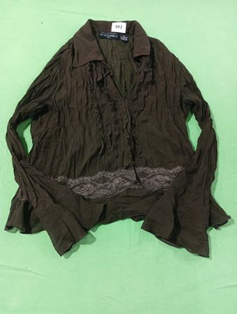 Separates New York CW Design Co. Petite Brown Ruffled Lace Blouse