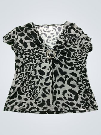 Liz Jordan Leopard Print Top with Ring Detail