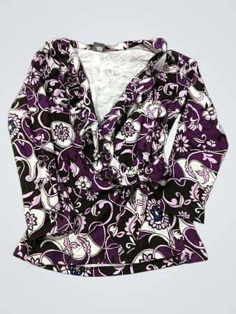 Ann Taylor Petites Floral Print Long-Sleeve Blouse
